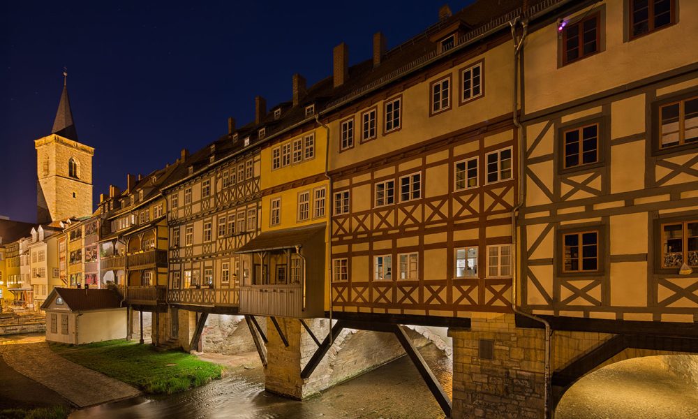 Krämerbrücke in Erfurt bei Nacht